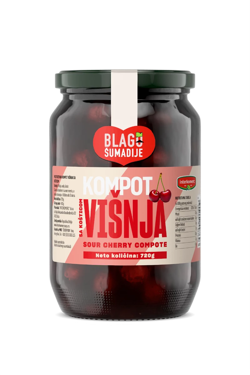SOUR CHERRY COMPOTE with pits, 720 g