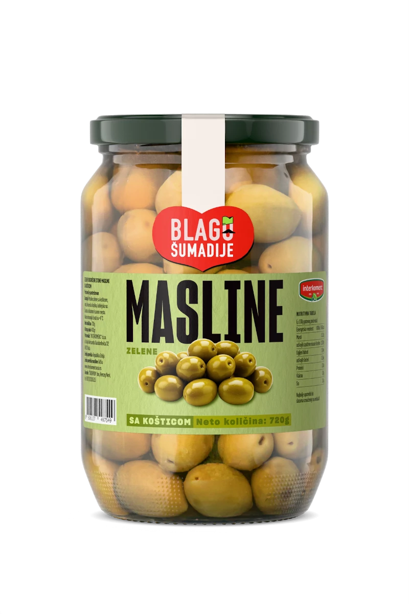 PASTEURIZED OLIVES with pits, 720 g