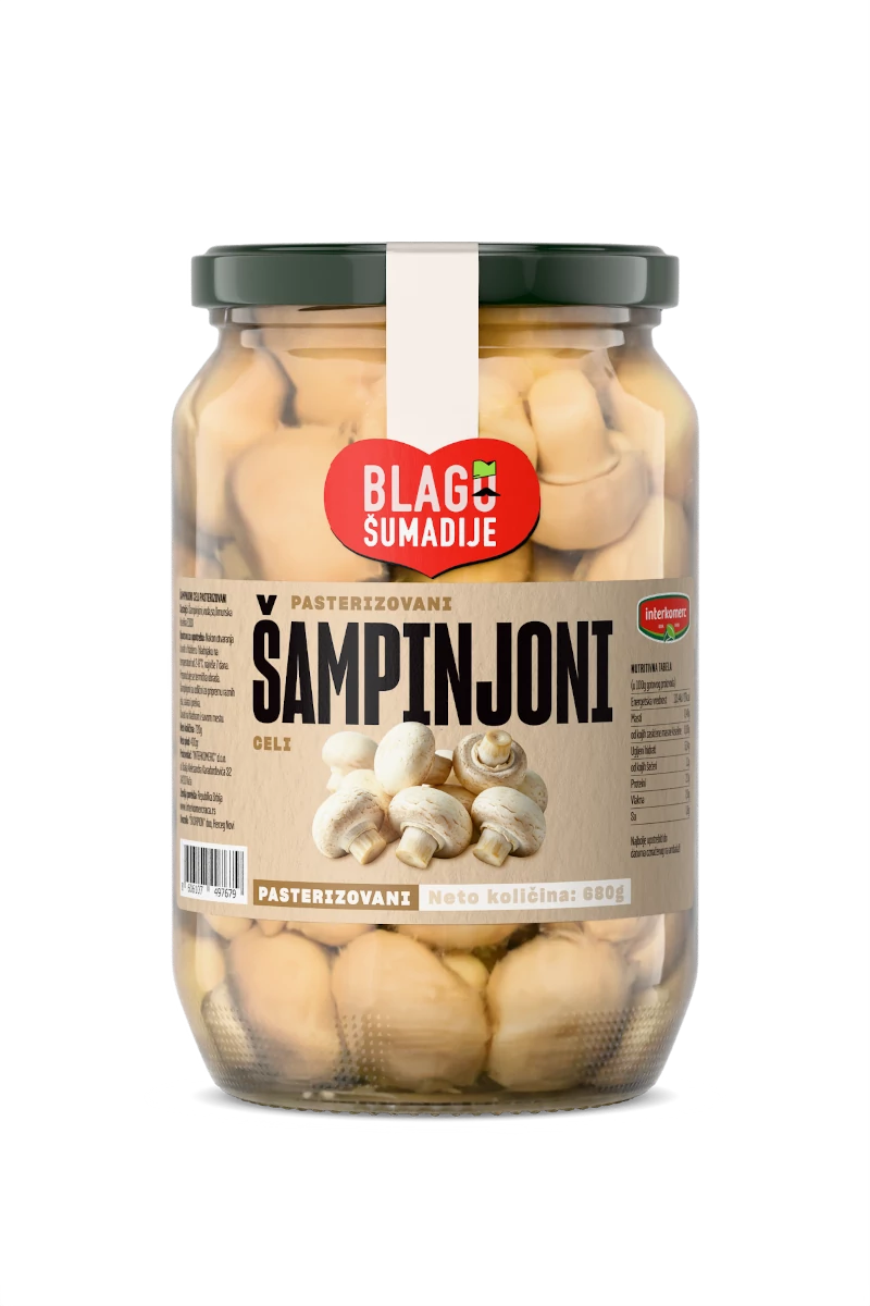 PASTEURIZED WHOLE MUSHROOMS, 680 g
